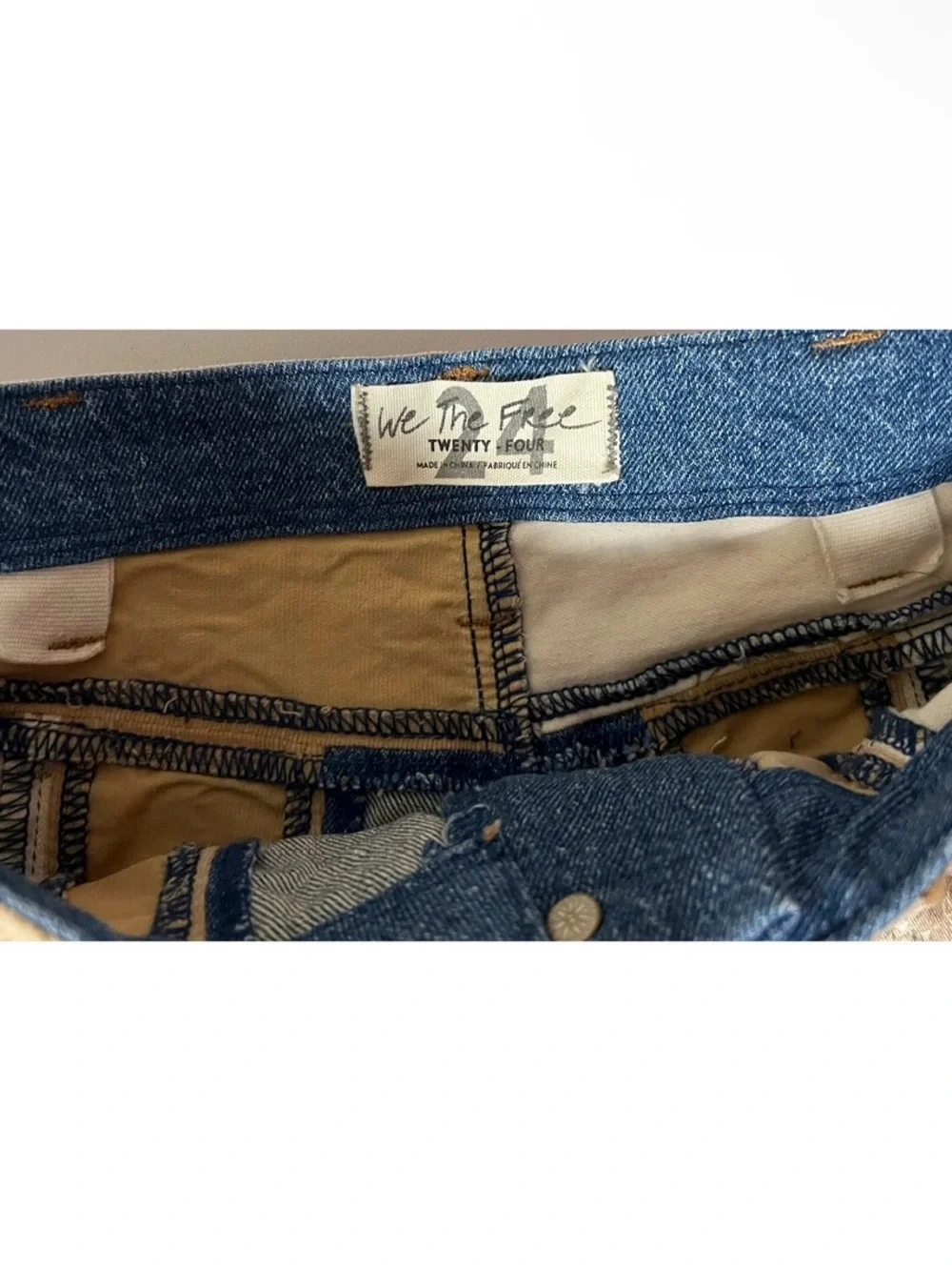 Free People Blue Tan Beige Floral Corduroy Jean Denim Shorts Bottoms Size 24 🤎✨